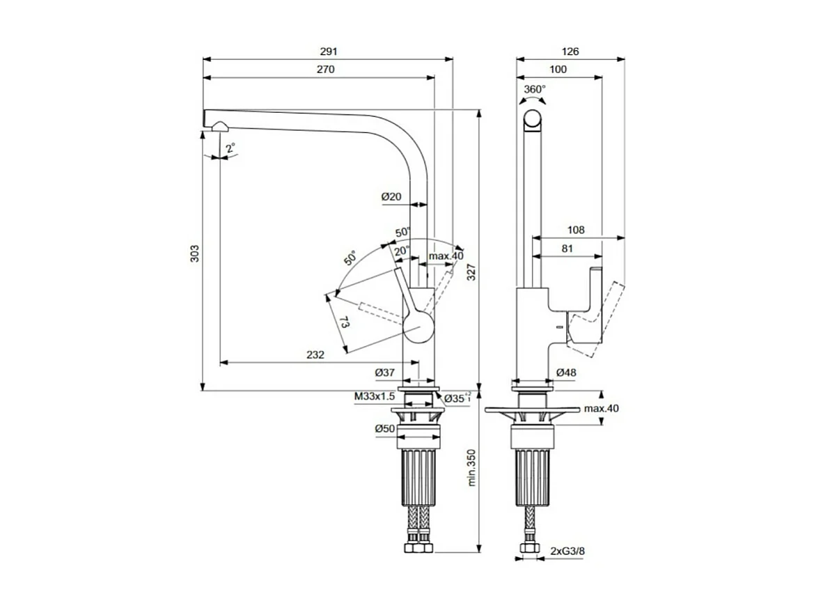 Robinet de cuisine IDEAL STANDARD Gusto or + Nettoyant