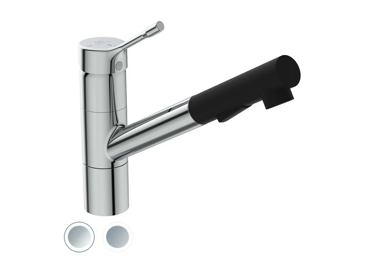 Robinet de cuisine IDEAL STANDARD Ceralook douchette extractible chrome et noir mat + Microfibre