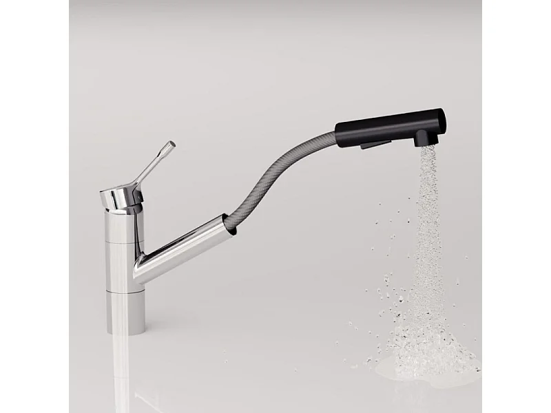 Robinet de cuisine IDEAL STANDARD Ceralook douchette extractible chrome et noir mat + Microfibre