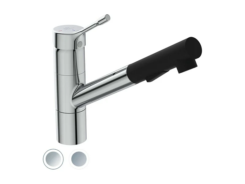 Robinet de cuisine IDEAL STANDARD Ceralook douchette extractible chrome et noir mat + Microfibre