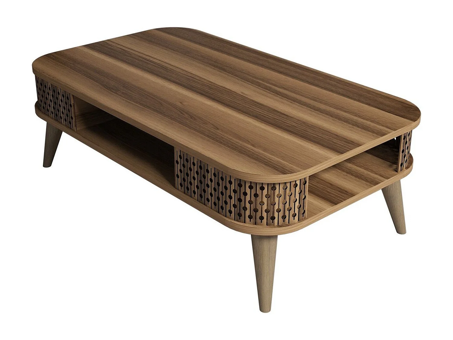 Table basse Chanez avec rangement L105cm Bois foncé