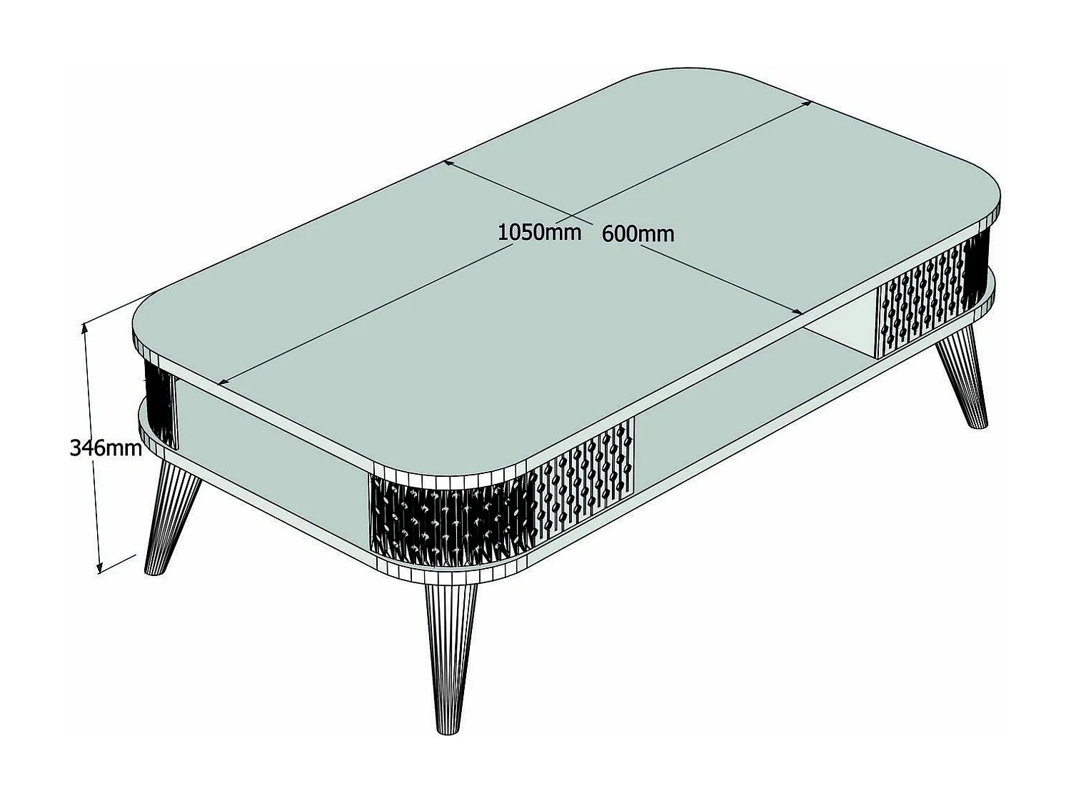 Table basse Chanez avec rangement L105cm Bois foncé