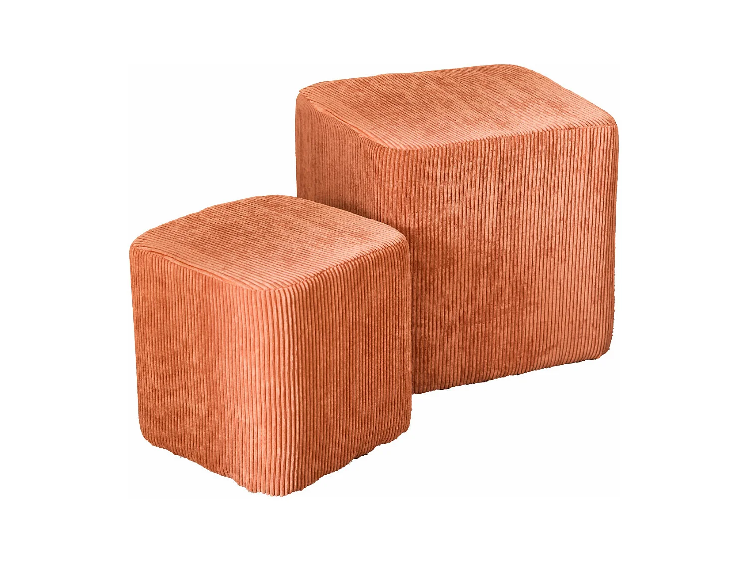 Lot de 2 poufs déco en velours côtelé