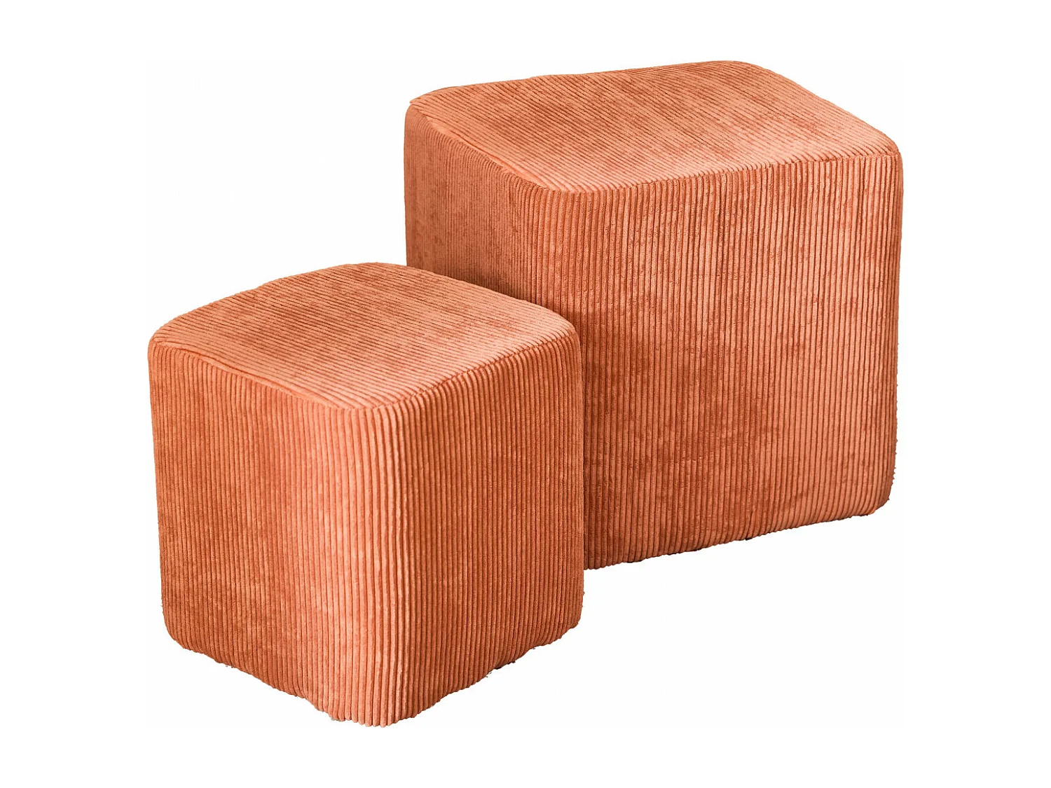 Lot de 2 poufs déco en velours côtelé