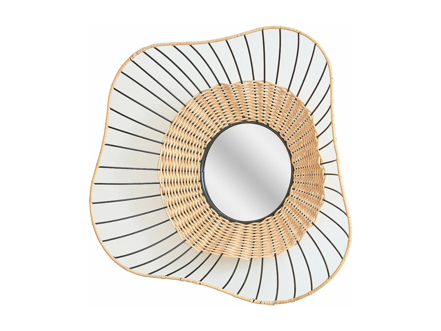 Miroir mural rotin et métal 55cm FSC