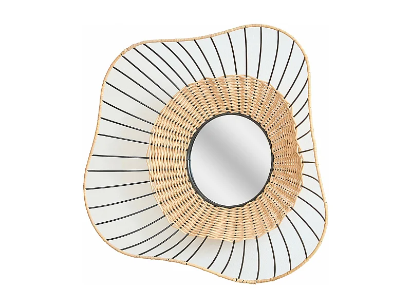Miroir mural rotin et métal 55cm FSC