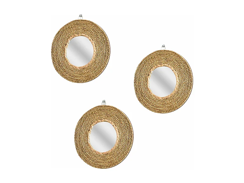 Lot 3 miroirs en jonc de mer 25cm FSC