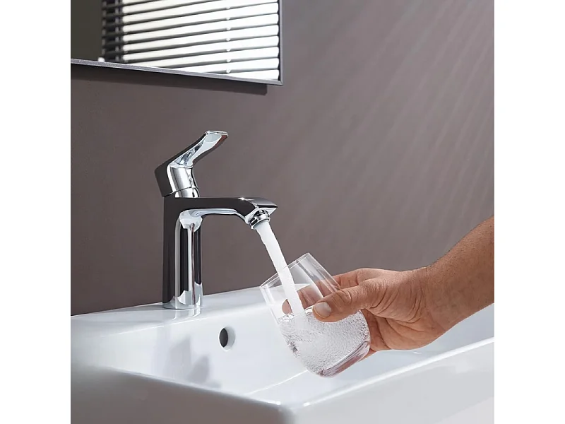 Mitigeur lavabo HANSGROHE Metris 110 CoolStart avec tirette et vidage chromé