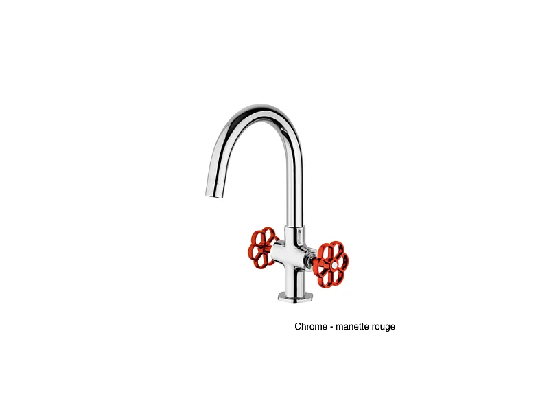 PAINI Mélangeur lavabo Induss Chrome - manette rouge