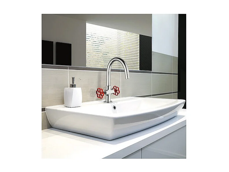 PAINI Mélangeur lavabo Induss Chrome - manette rouge