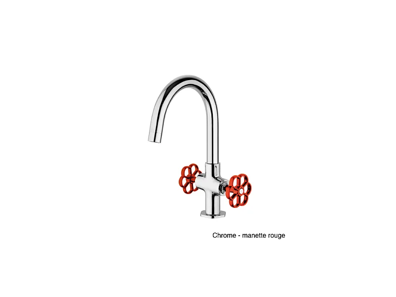 PAINI Mélangeur lavabo Induss Chrome - manette rouge
