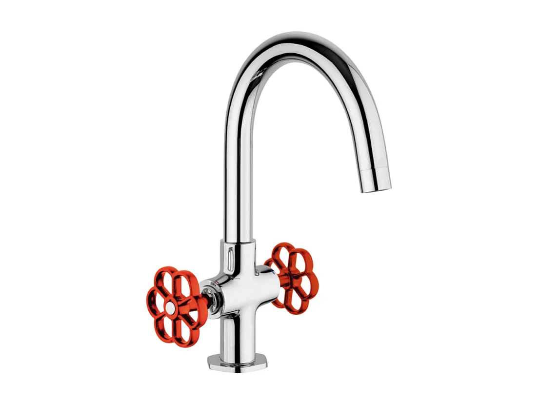 PAINI Mélangeur lavabo Induss Chrome - manette rouge