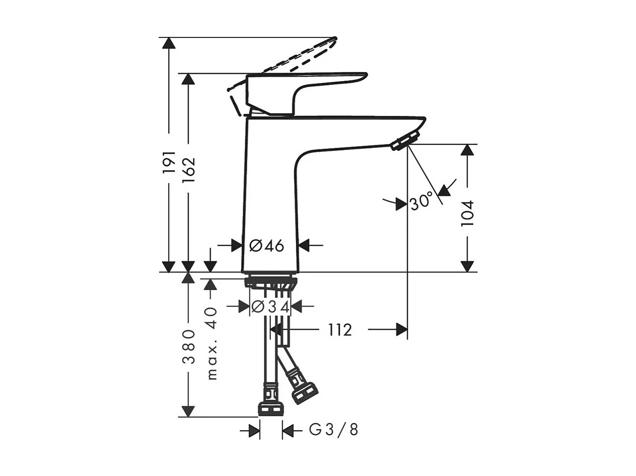HANSGROHE Mitigeur lavabo Talis E 110 CoolStart sans tirette ni vidage aspect doré poli