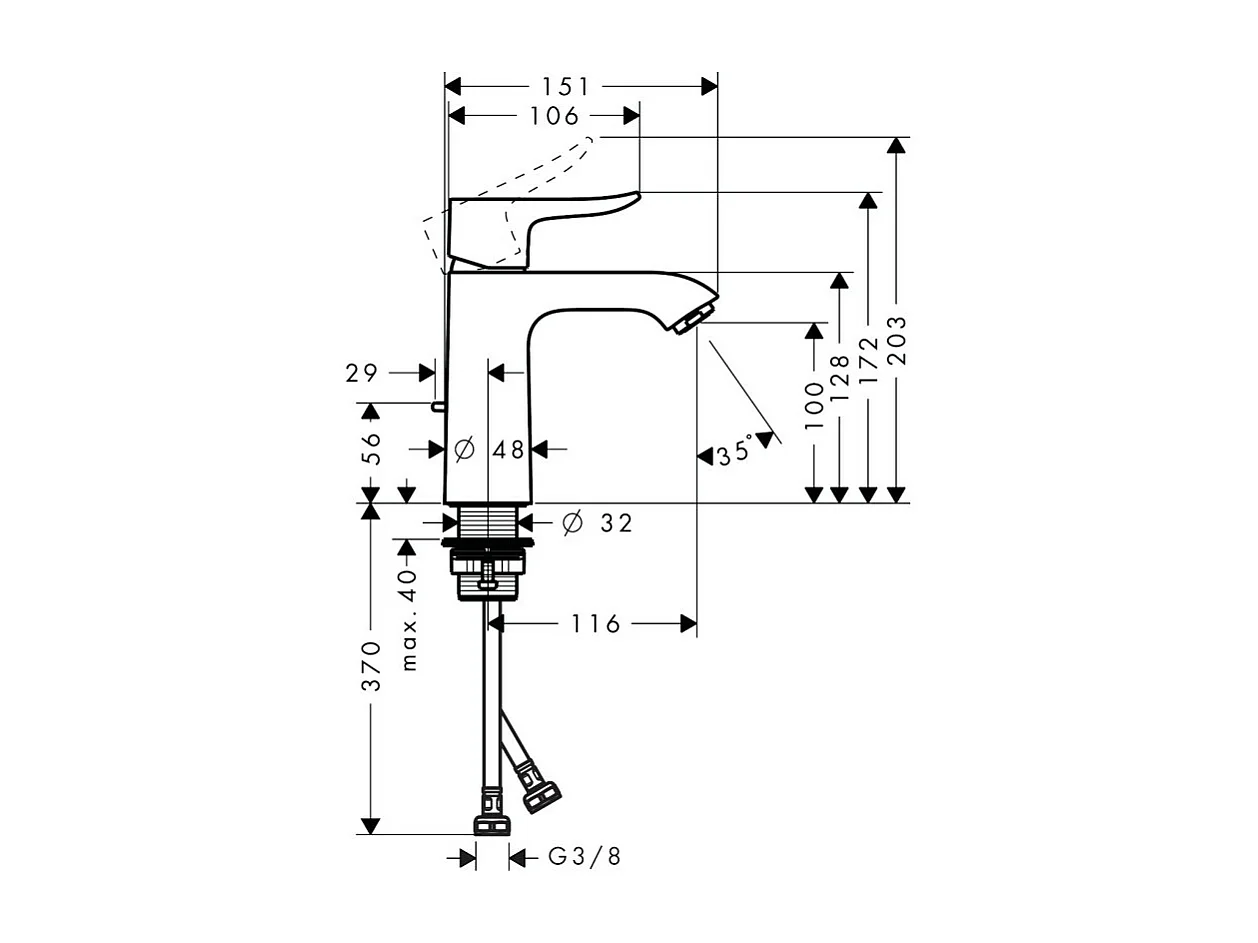 HANSGROHE Mitigeur lavabo Metris 110, avec tirette et vidage chromé