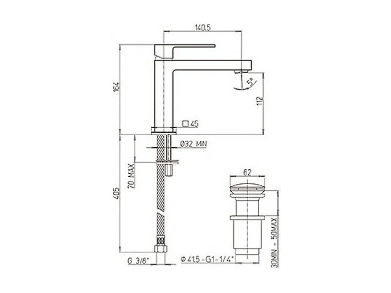 PAINI Mitigeur lavabo Dax Slim