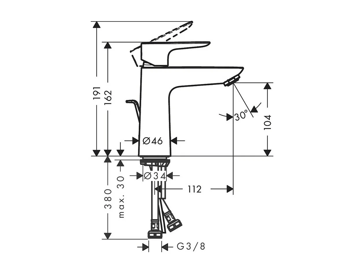 HANSGROHE Mitigeur lavabo Talis E 110 CH3 CoolStart avec tirette et vidage aspect doré poli