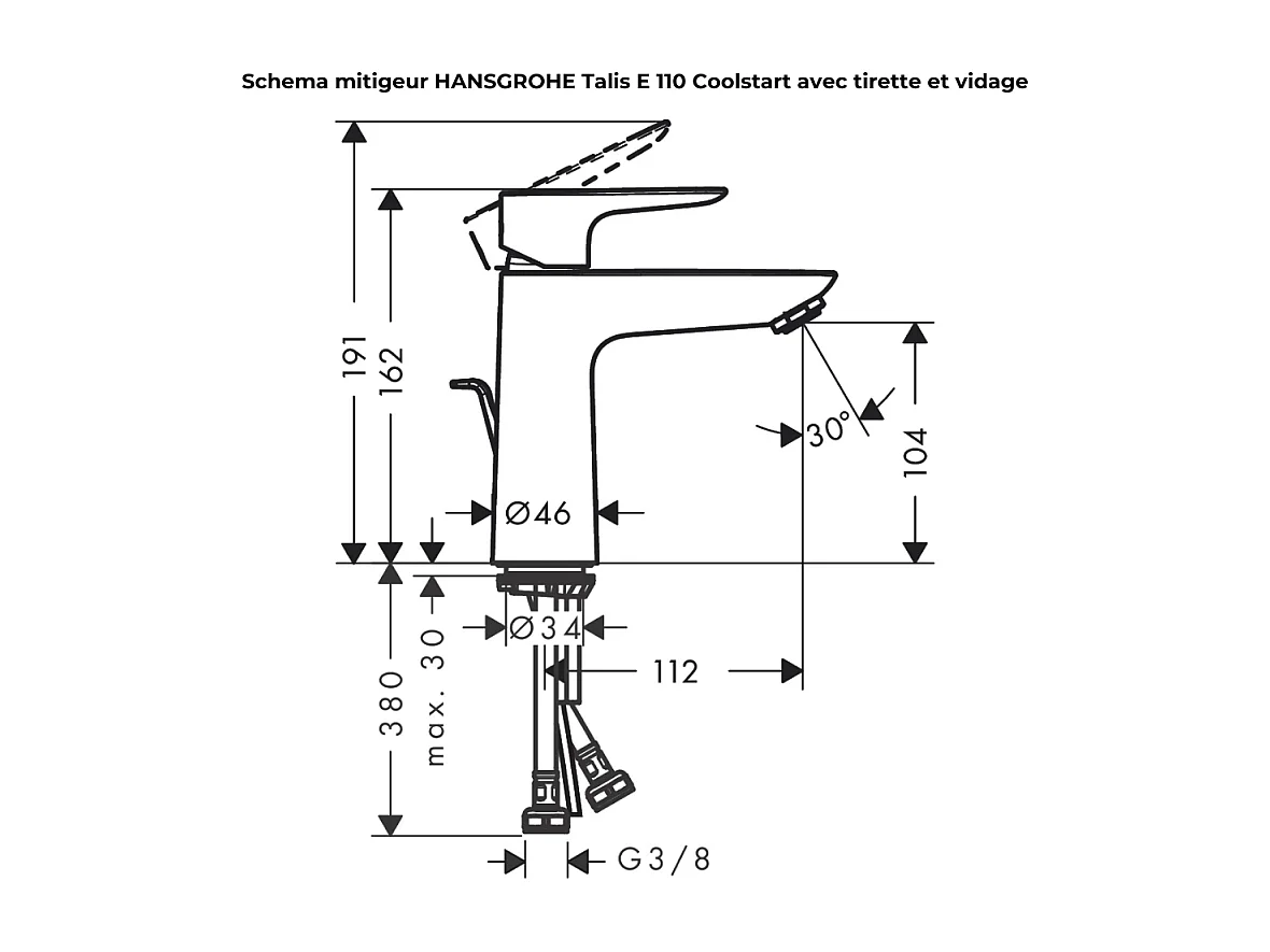 Mitigeur lavabo HANSGROHE Talis 110 CH3 Coolstart Aspec doré poli