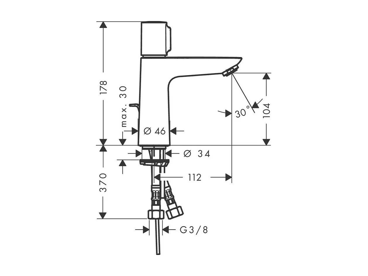 HANSGROHE Mezclador de lavabo Talis Select E 110, con tirador y desagüe cromado
