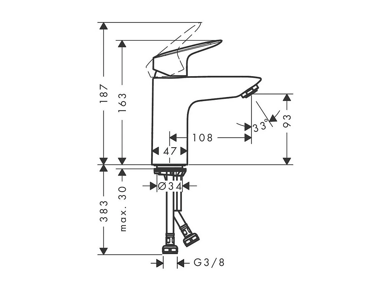 HANSGROHE Mezclador de lavabo Logis 100, desagüe cromado Push-Open