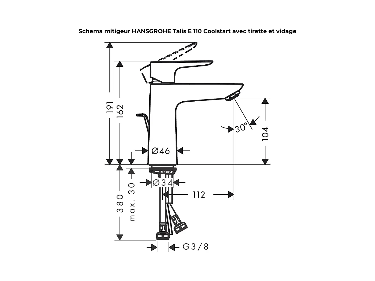 Mitigeur lavabo HANSGROHE Talis 110 CH3 Coolstart blanc mat