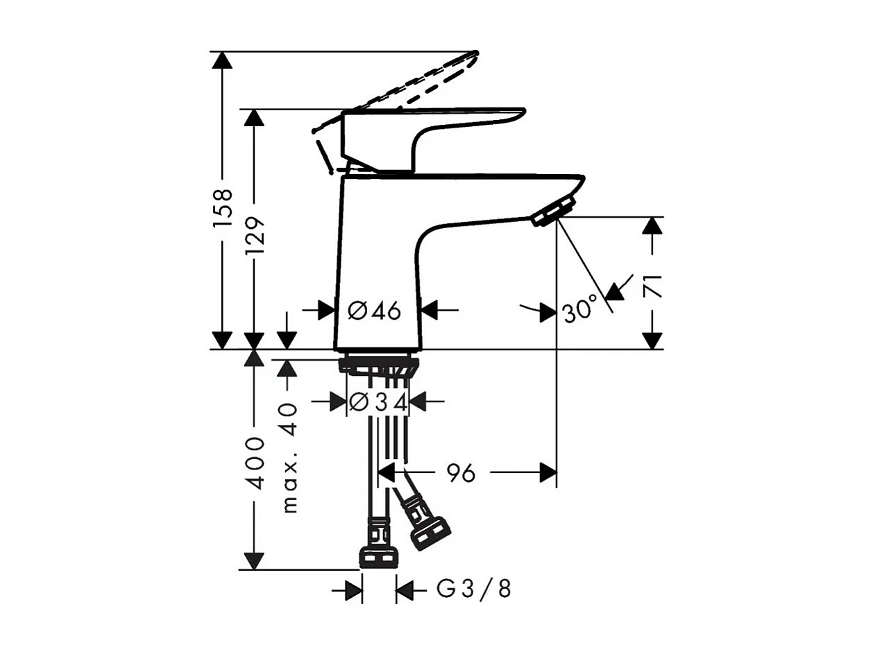 HANSGROHE Mezclador de lavabo Talis E 80, sin vaciador extraíble ni automático, cromado
