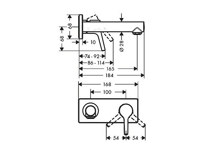 Mitigeur lavabo mural HANSGROHE Talis S 165 mm + bonde à écoulement libre Chromé