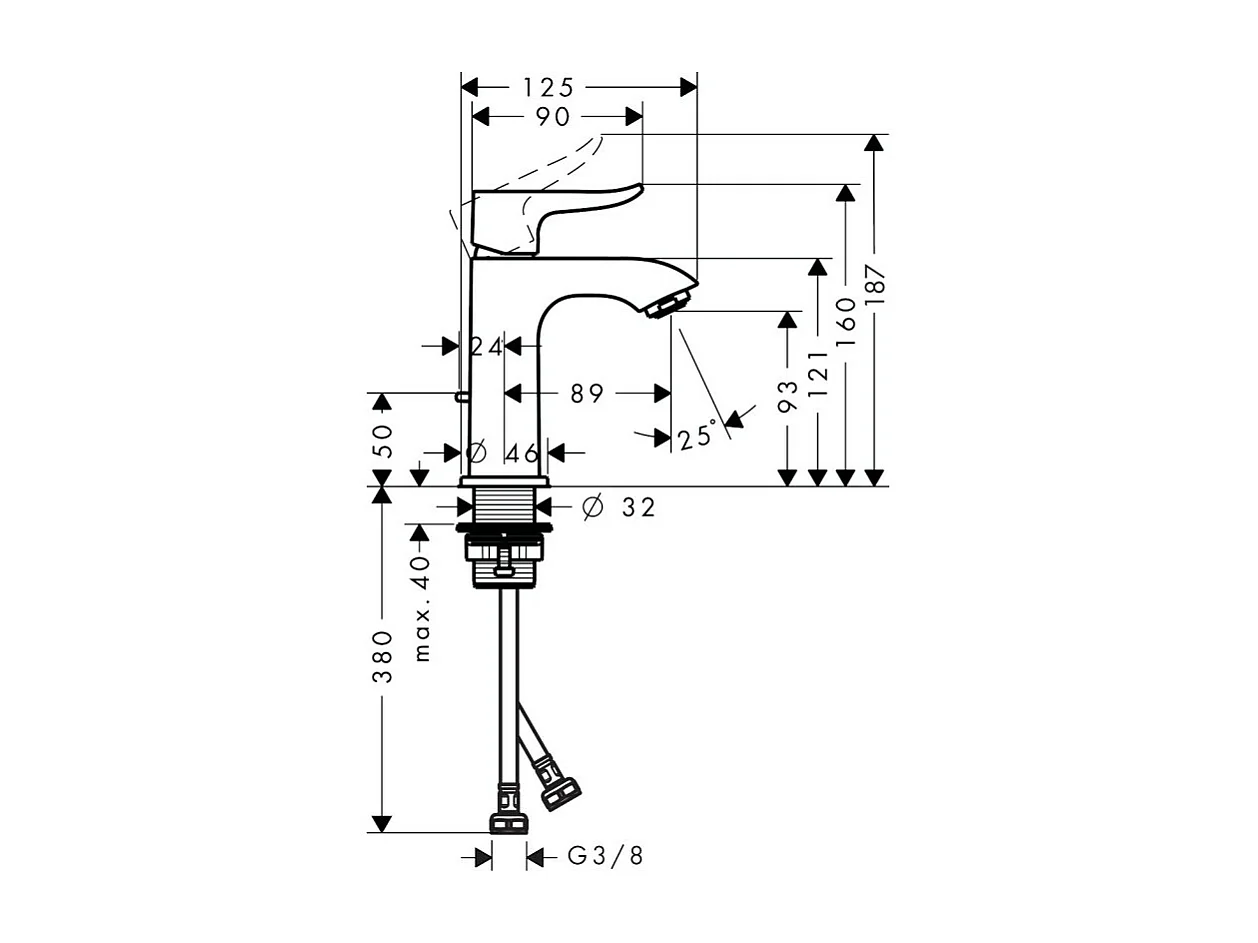 HANSGROHE Mitigeur lavabo Metris 100, avec tirette et vidage chromé