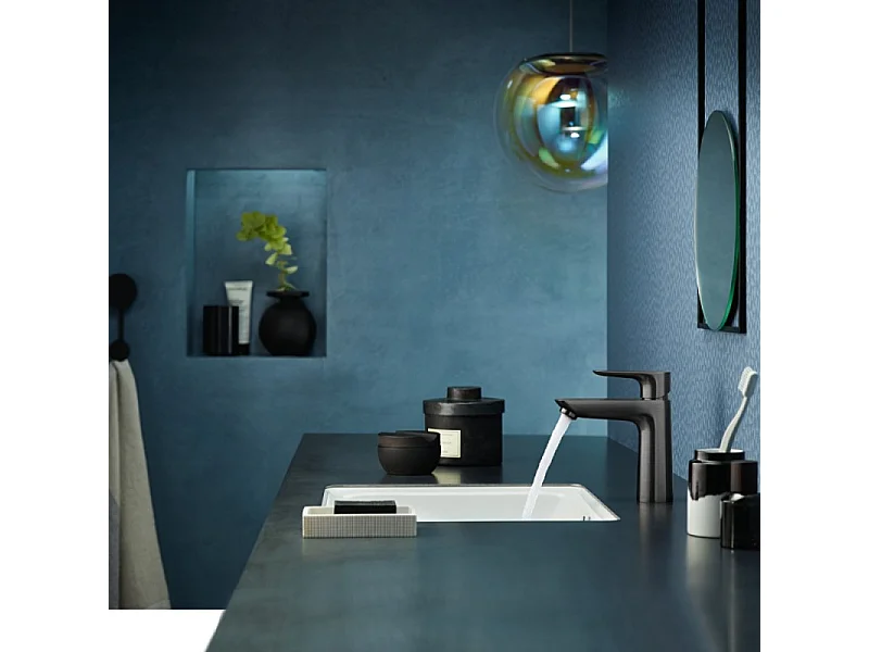 Grifo monomando de lavabo HANSGROHE Talis 110 CH3 Coolstart en cromo cepillado negro sin vaciador