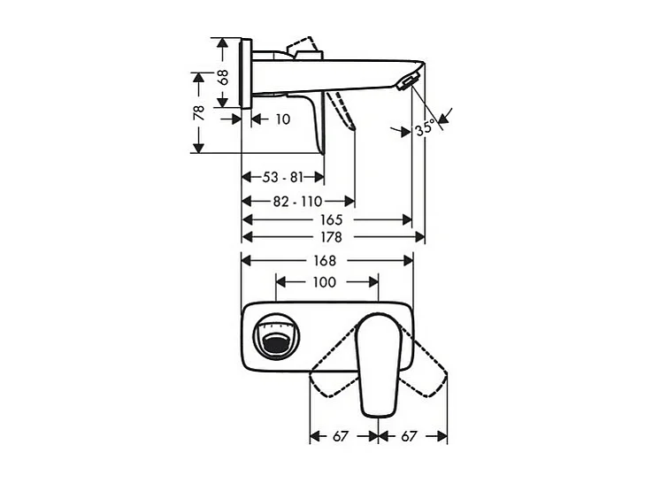 Mitigeur lavabo mural HANSGROHE Talis E 165 mm + bonde à écoulement libre Chromé