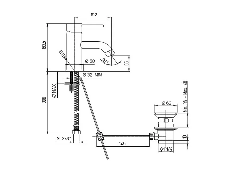 PAINI Mitigeur lavabo Cox L Chrome