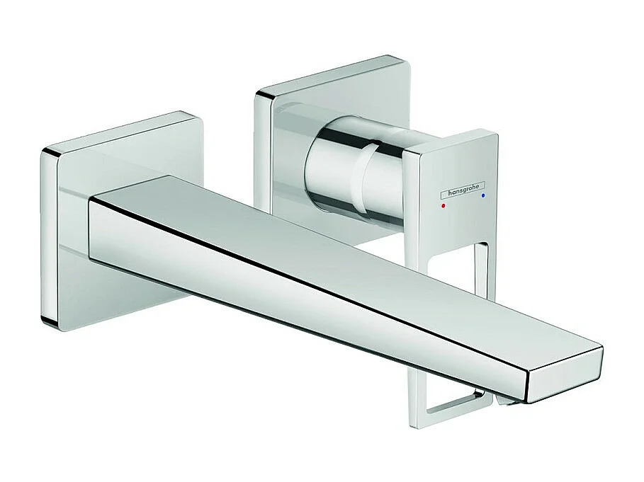 HANSGROHE Mezclador empotrado de pared para lavabo, caño 225 mm, maneta con estribo, desagüe libre cromado