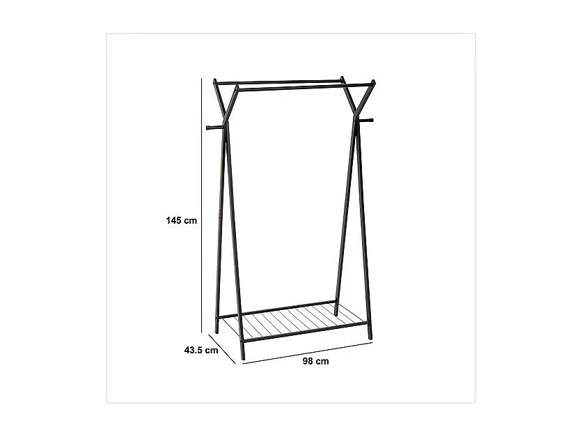 Portant à Vêtements Double en Métal "Metty" 145cm Noir