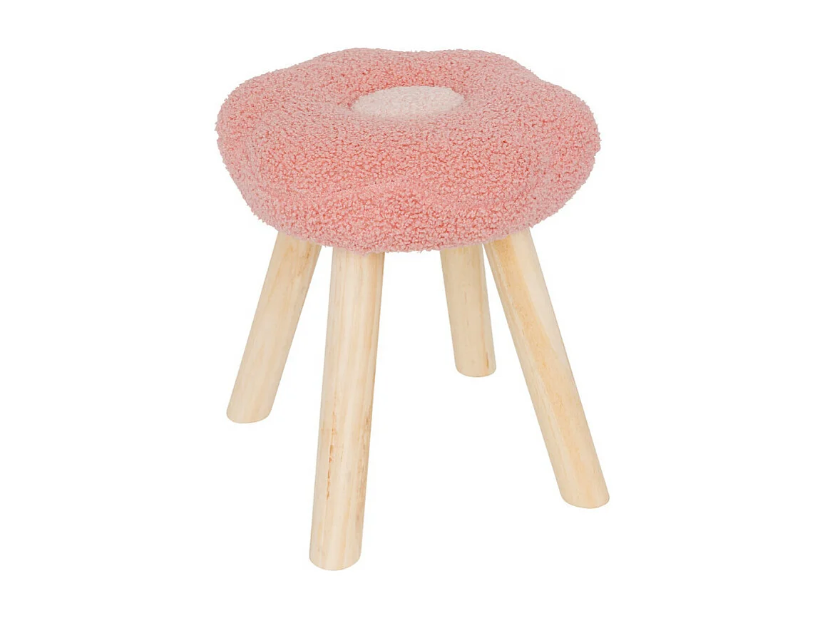Tabouret Fleur enfant bouclette rose D26 Atmosphera