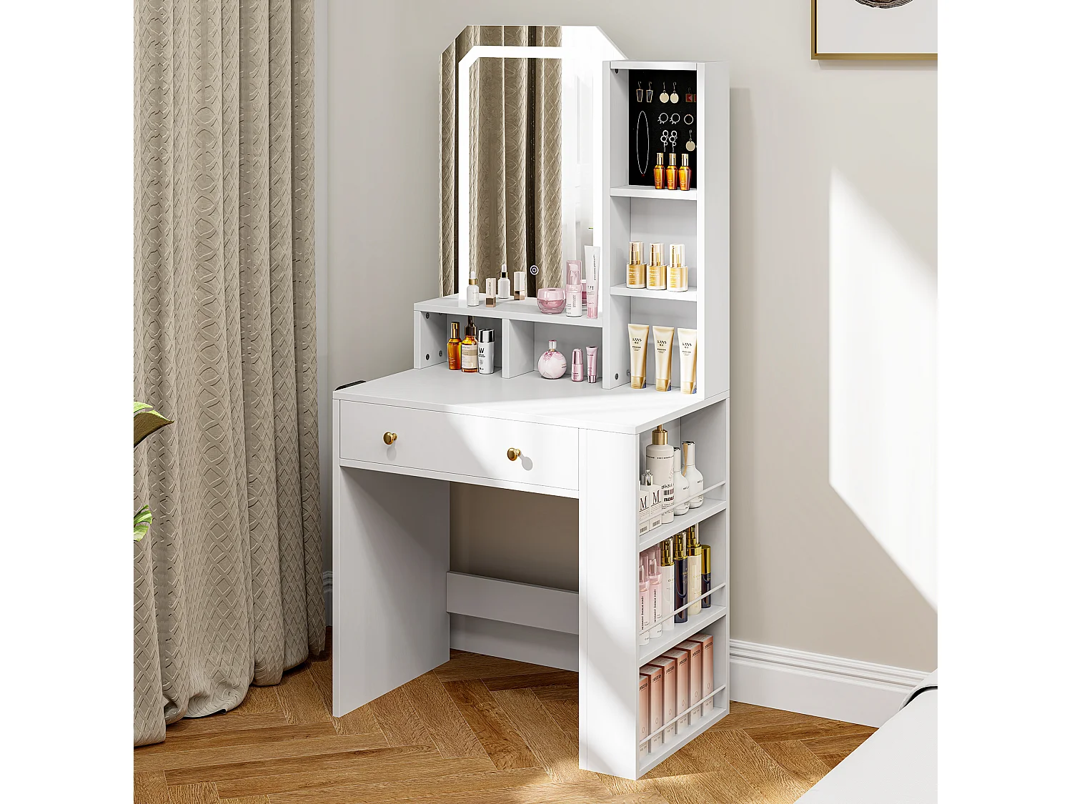 YITAHOME Coiffeuse avec Éclairage LED - 3 Couleurs avec Luminosité Réglable -Table de Maquillage avec Tiroirs - Blanc