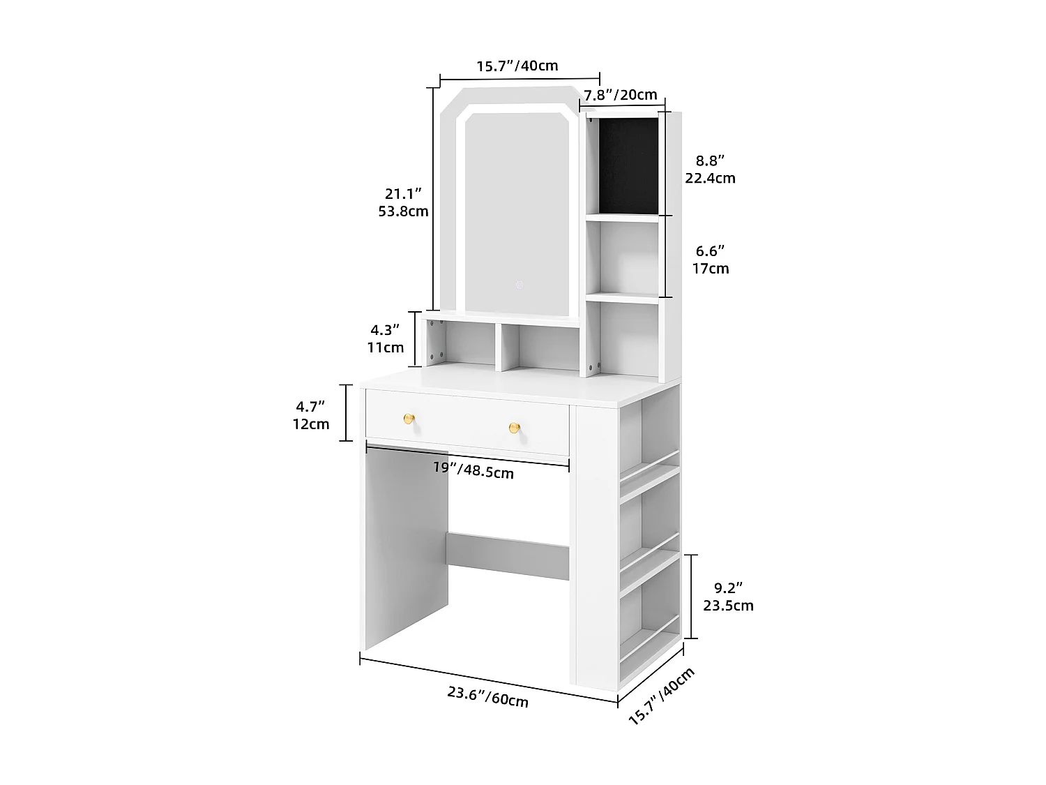 YITAHOME Coiffeuse avec Éclairage LED - 3 Couleurs avec Luminosité Réglable -Table de Maquillage avec Tiroirs - Blanc