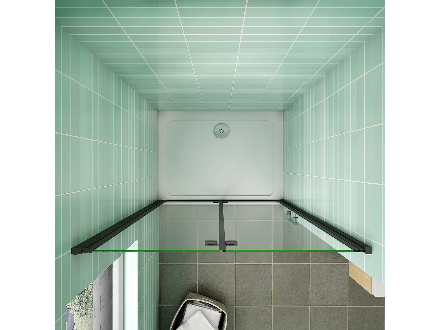 AICA Porte de douche pivotante et pliante 100x195cm,6mm verre anticalcaire avec structure en aluminium Noir,design industriel élégant et pratique