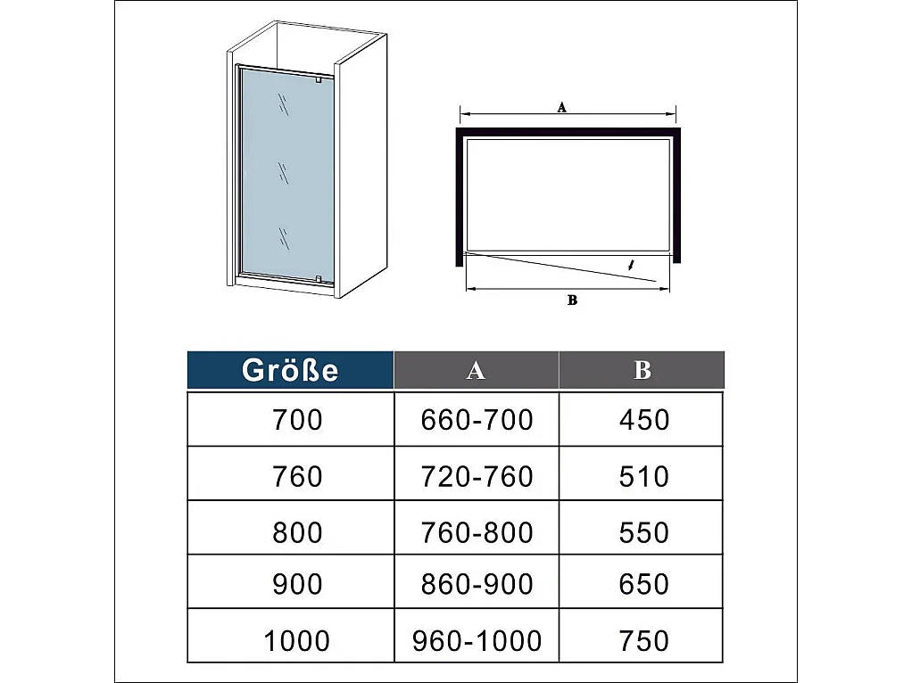 AICA porte de douche Noir 80x200cm,5mm verre securit,Paroi de douche avec porte pivotante,Robustesse et Design Moderne
