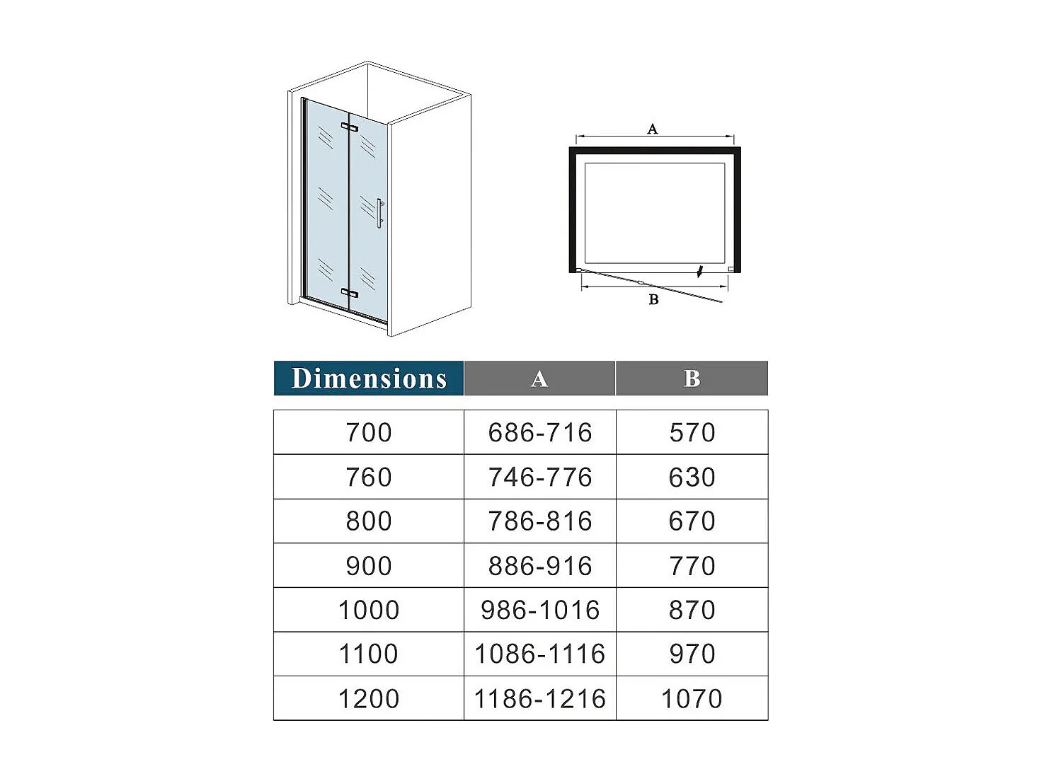 AICA Porte de douche pivotante et pliante 90x195cm,6mm verre anticalcaire avec structure en aluminium Noir,design industriel élégant et pratique.