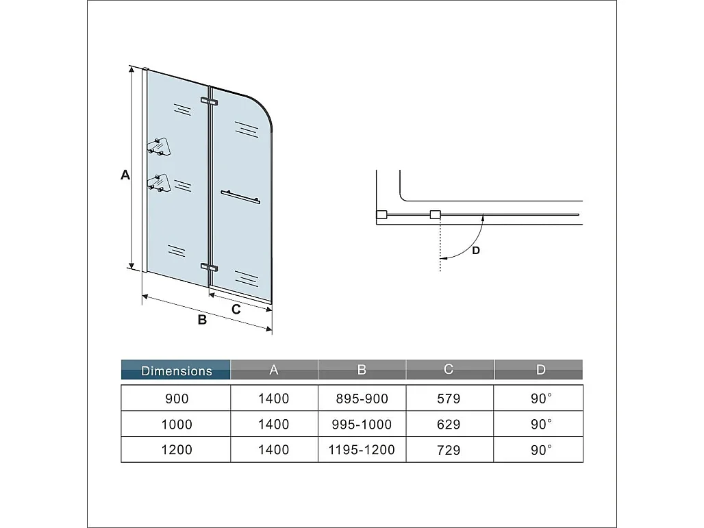 Aica pare baignoire 120x140cm paravent pivotant,5mm verre de sécurit,Paroi de douche pour baignoire,avec porte-serviette en inox et 2 étagères