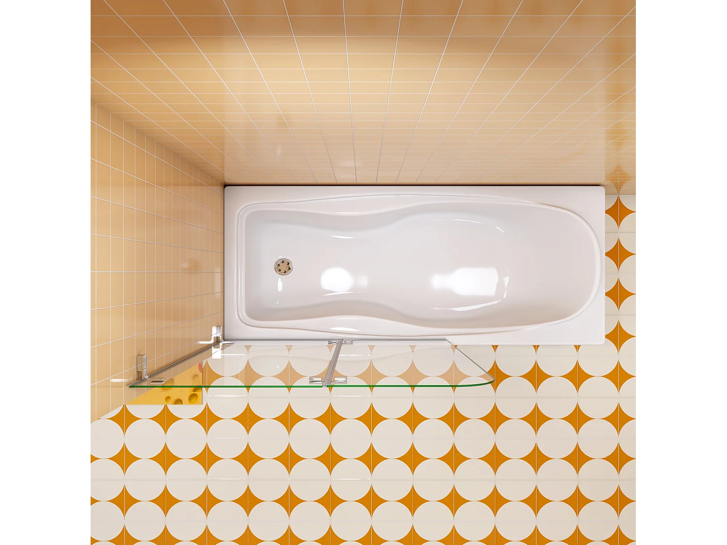 Aica pare baignoire 110x140cm,pivotant et repliable 180°,5mm verre de sécurit,Paroi de douche pliable pour baignoire,facile à nettoyer