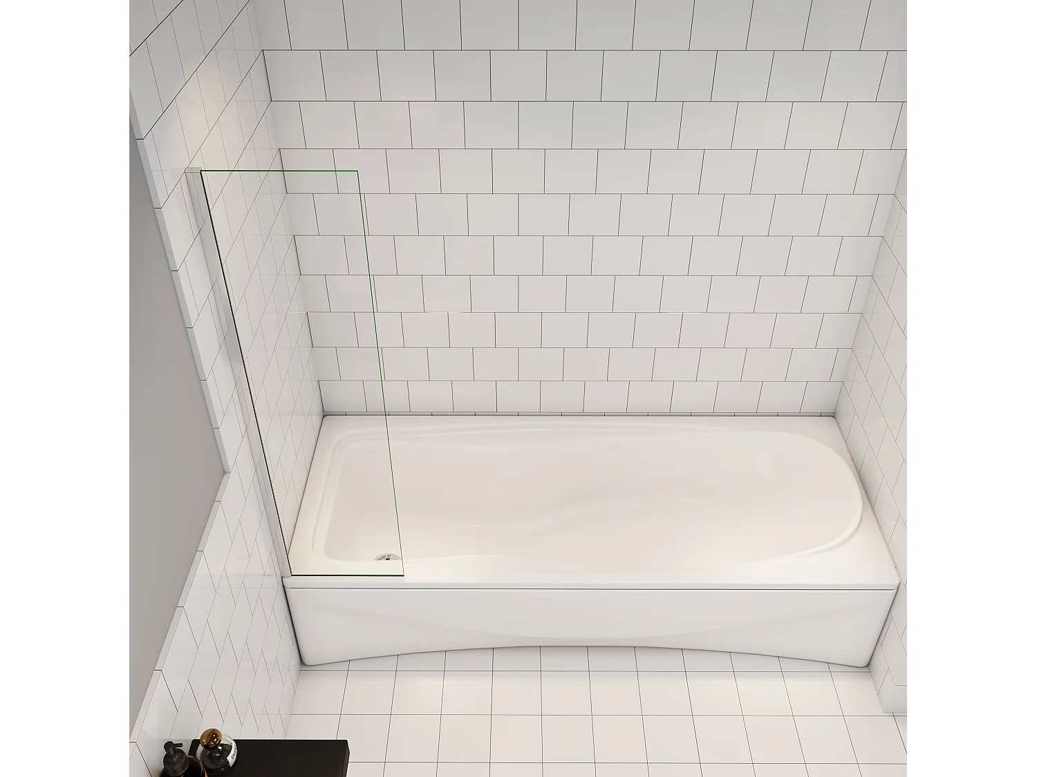 AICA pare baignoire chromé 40x130cm,paroi fixée,5mm verre anticalcaire,Paroi de douche pour baignoire,style industriel et Installation réversible