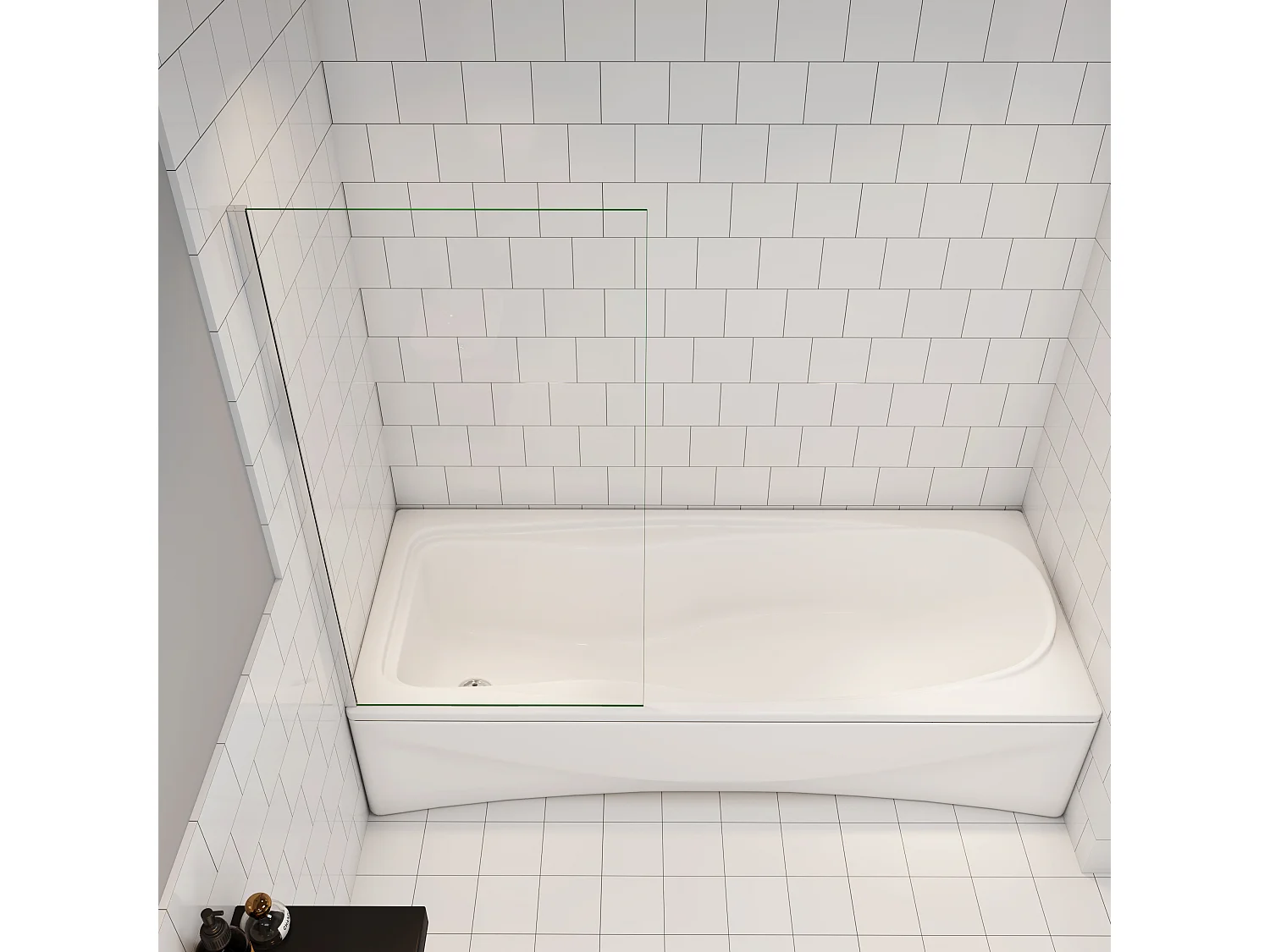 AICA pare baignoire chromé 70x130cm,paroi fixée,5mm verre anticalcaire,Paroi de douche pour baignoire,style industriel et Installation réversible