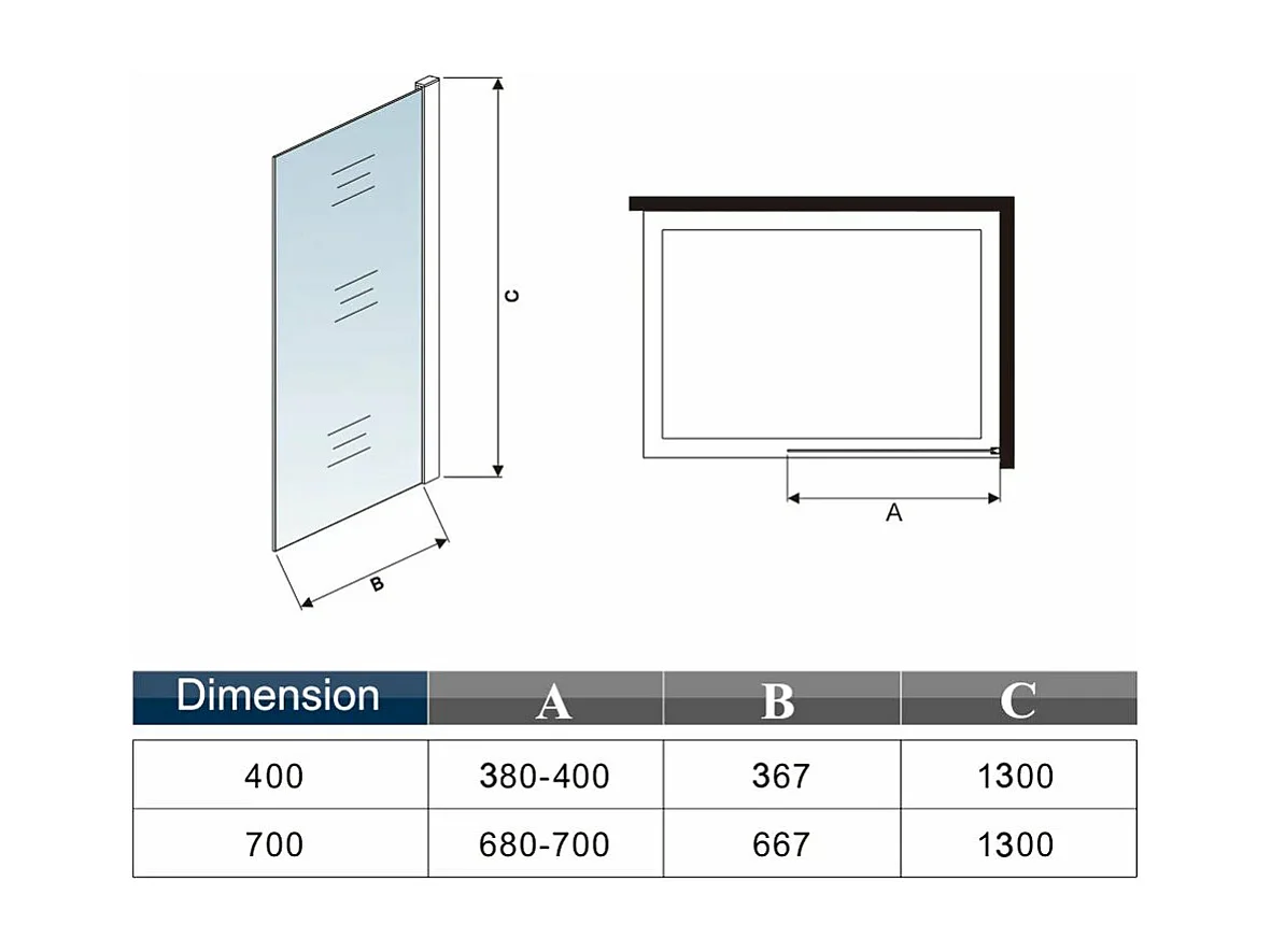 AICA pare baignoire chromé 70x130cm,paroi fixée,5mm verre anticalcaire,Paroi de douche pour baignoire,style industriel et Installation réversible