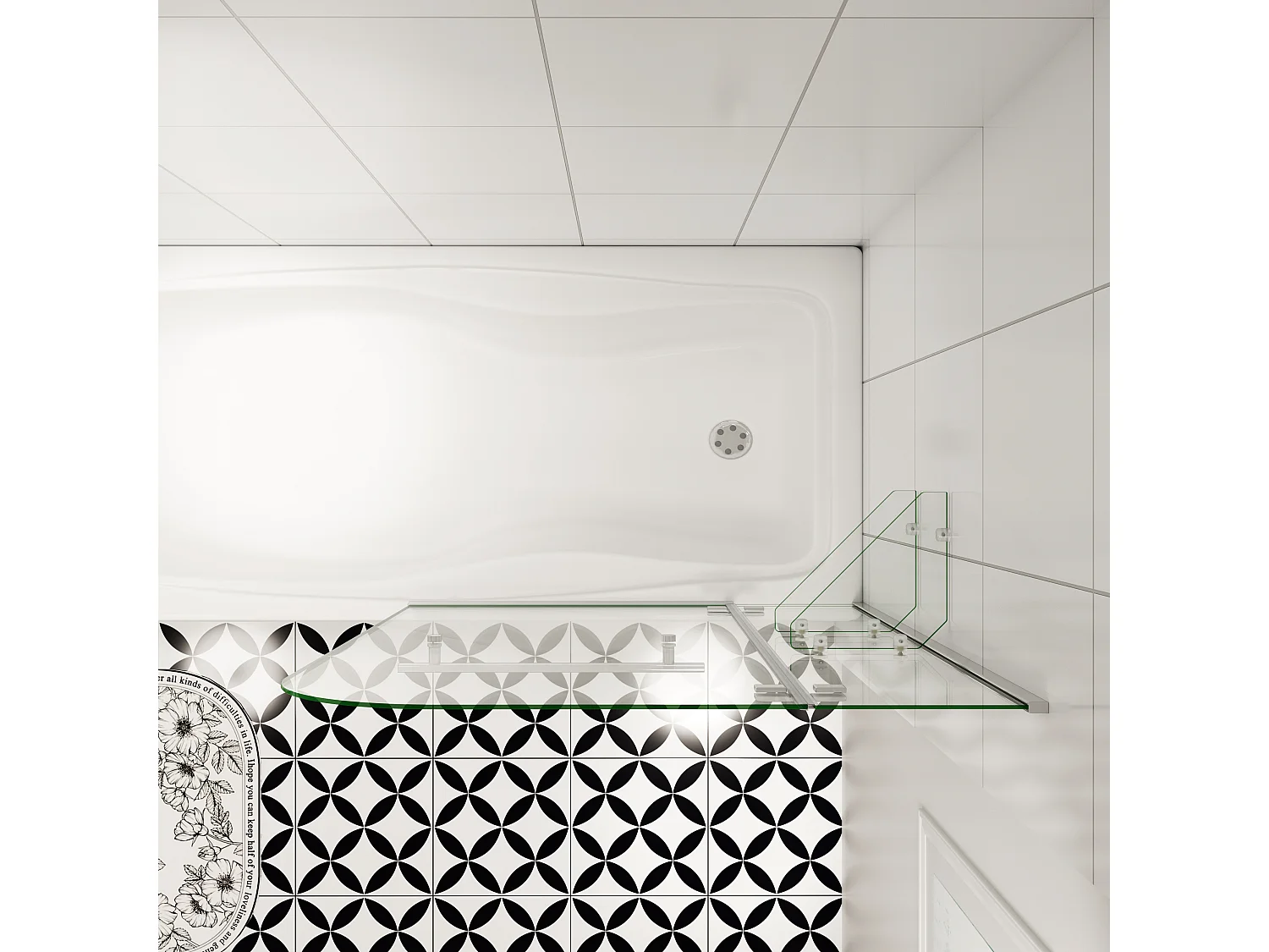 Aica pare baignoire 90x140cm paravent pivotant,5mm verre de sécurit,Paroi de douche pour baignoire,avec porte-serviette en inox et 2 étagères