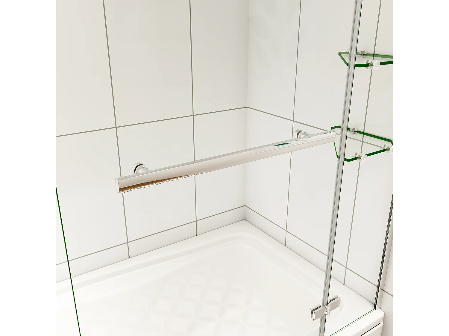 Aica pare baignoire 90x140cm paravent pivotant,5mm verre de sécurit,Paroi de douche pour baignoire,avec porte-serviette en inox et 2 étagères