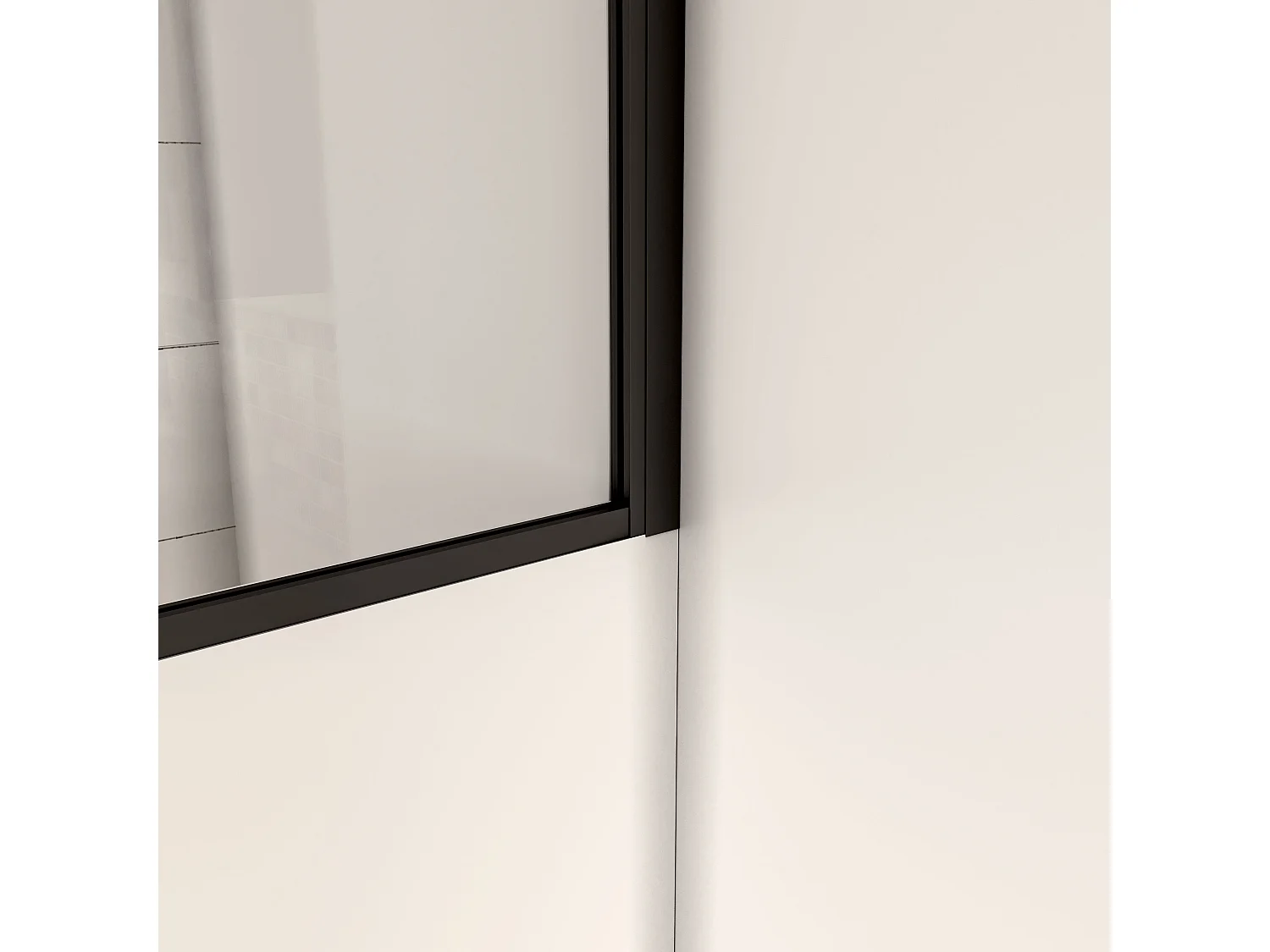 AICA Zwart wandscherm 90x110cm, 6mm antikalk glas, Zwart badscherm, industriële stijl en discrete industriële touch