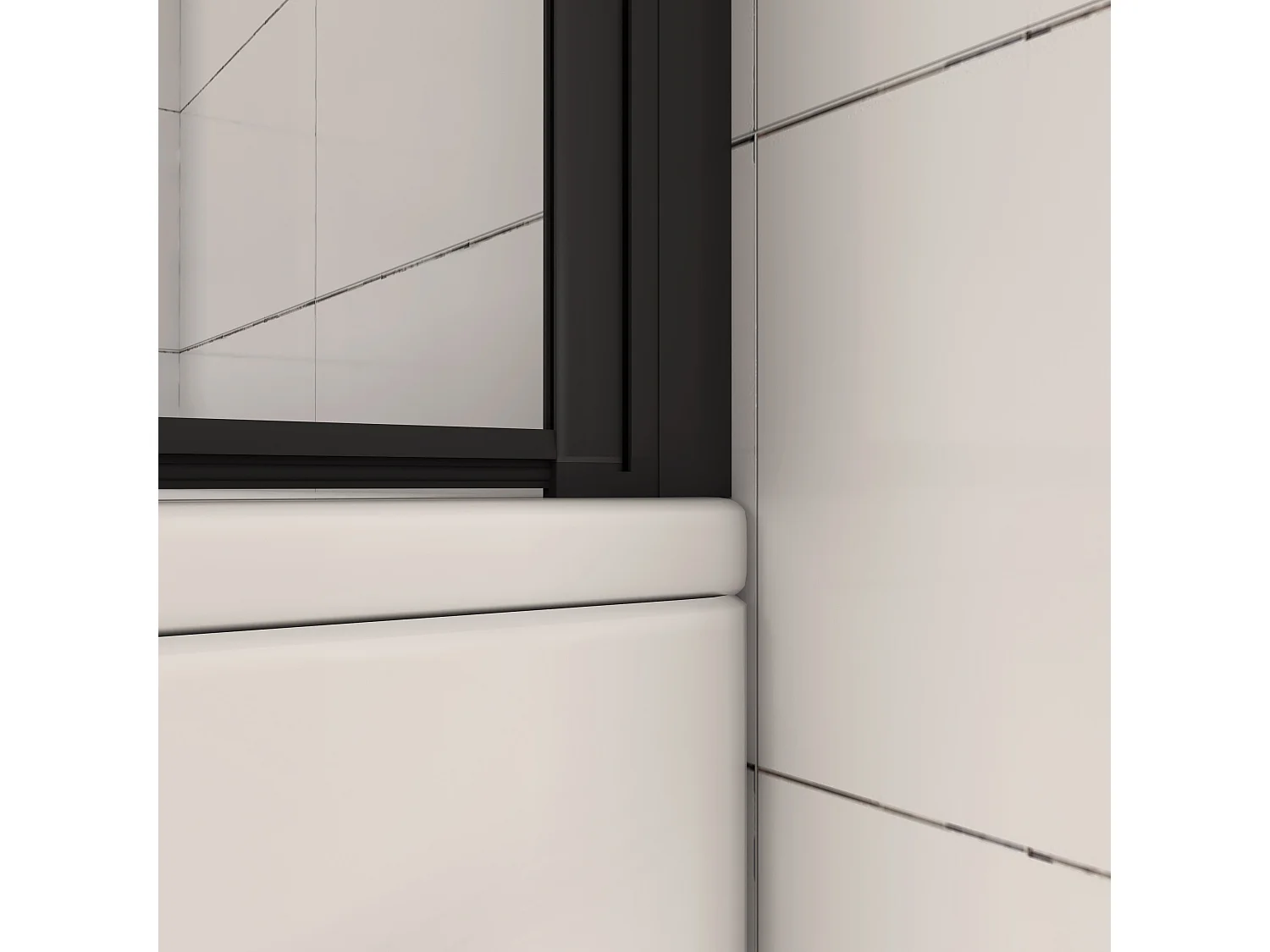 AICA pare baignoire noir pivotante pliant 100x140cm,paroi fixée,5mm verre anticalcaire,noir mat en métal style et simplicité