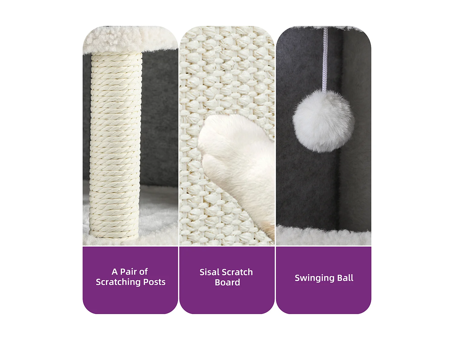 YITAHOME Maison pour Chat - Niche Chat Interieur - 58 * 35 * 63cm - Gris - Lit Chat - Cabane Chat - Arbre à Chat