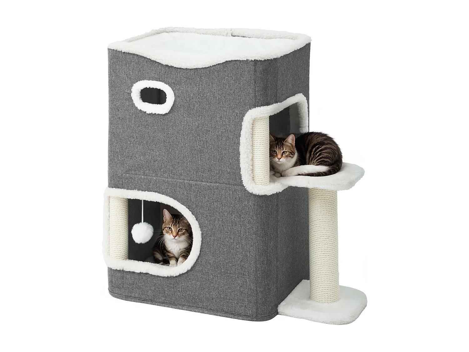 YITAHOME Maison pour Chat - Niche Chat Interieur - 58 * 35 * 63cm - Gris - Lit Chat - Cabane Chat - Arbre à Chat