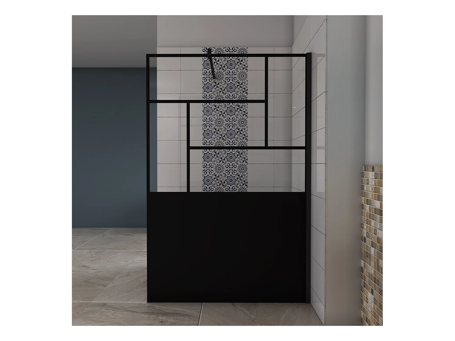 AICA paroi de douche 120x200cm,avec une barre de fixation carrée 140cm,8mm verre anticalcaire,Paroi douche italienne,Conception et intimité